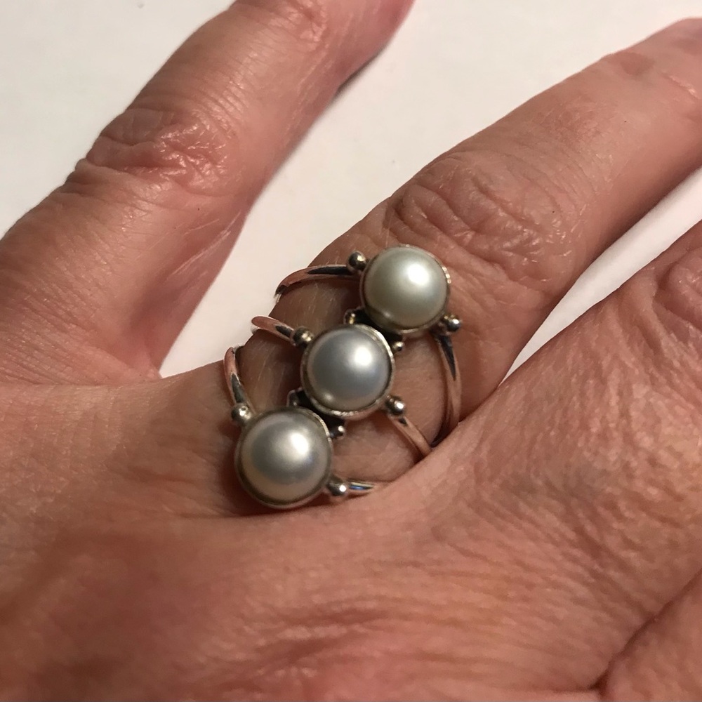 Pearl Stamped 925 Sterling Silver Ring